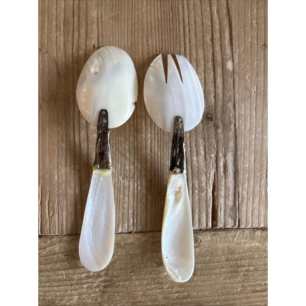 Set Of Mother of Pearl Servers Spoon and Fork